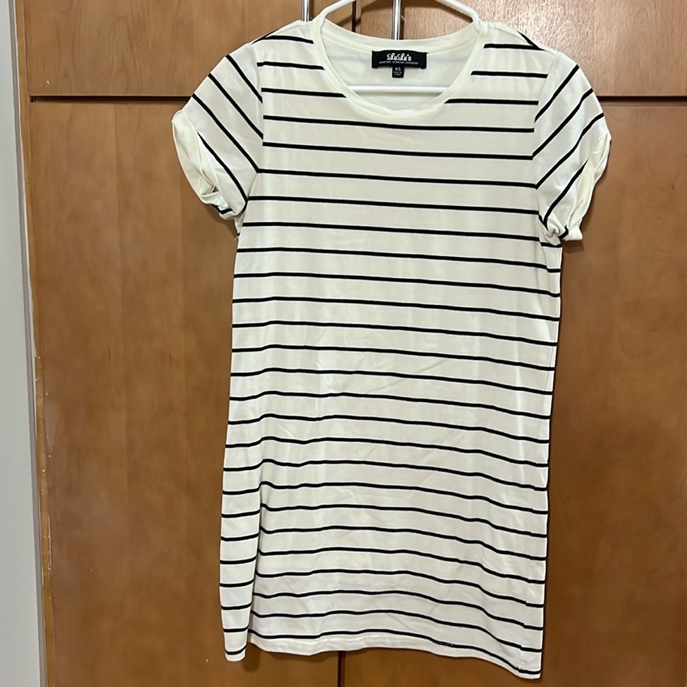 Black & Off-White Striped Lulus Dress